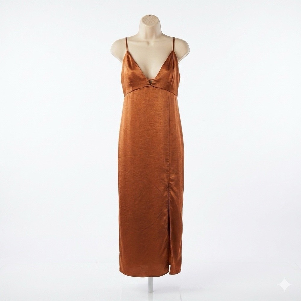 Wild Fable‎ Satin Side Slit Midi Dress XXL Spaghetti Straps Night Out Y2K Fitted